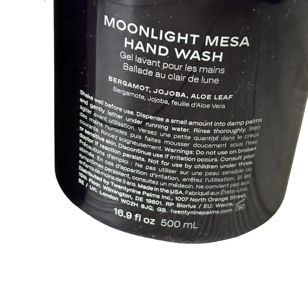 Twentynine Palms Moonlight Mesa Hand Wash 16.9 fl oz Bergamot Jojoba Aloe Gift